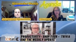 AutoFix Auto Shop Coaching's Chris Cotton as an emergency stand in for remarkable results episode with Carm Capriotto and Tiffany Scherado image of all three pictured with episode number and title