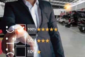Insights from a comprehensive survey of auto repair shop owners, brought to you by AutoFix Auto Repair Shop Coaching. Image of a businessperson's hand touching a correct mark on a digital screen, indicating success and accuracy.